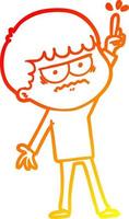 warm gradient line drawing cartoon annoyed man vector