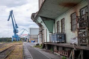 blue cranes in port or habour photo