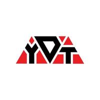 YDT triangle letter logo design with triangle shape. YDT triangle logo design monogram. YDT triangle vector logo template with red color. YDT triangular logo Simple, Elegant, and Luxurious Logo. YDT