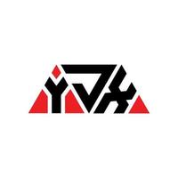 YJX triangle letter logo design with triangle shape. YJX triangle logo design monogram. YJX triangle vector logo template with red color. YJX triangular logo Simple, Elegant, and Luxurious Logo. YJX