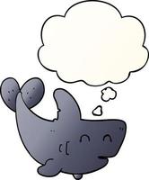 cartoon shark and thought bubble in smooth gradient style vector