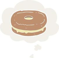 cartoon biscuit and thought bubble in retro style vector