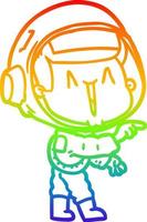 rainbow gradient line drawing happy cartoon astronaut pointing vector