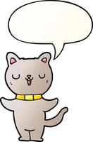 cartoon cat and speech bubble in smooth gradient style vector