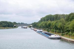 Inland vessel moored to a canal photo