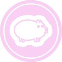 fat pig circular icon vector