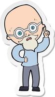 sticker of a cartoon old man vector