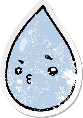 distressed sticker of a cartoon cute raindrop