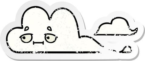 distressed sticker of a cute cartoon white cloud vector