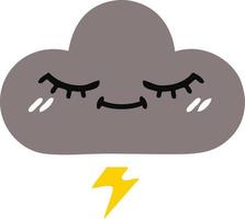 flat color retro cartoon storm cloud vector