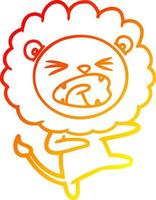 warm gradient line drawing cartoon angry lion vector