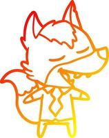 warm gradient line drawing cartoon office wolf laughing vector