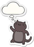 cartoon cat and thought bubble as a printed sticker vector