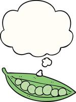 cartoon peas in pod and thought bubble vector