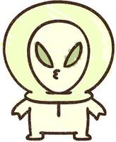 Cute Alien Chalk Drawing vector