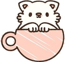 Coffee Cat Chalk Drawing vector