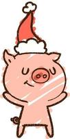 dibujo de tiza de cerdo de navidad vector