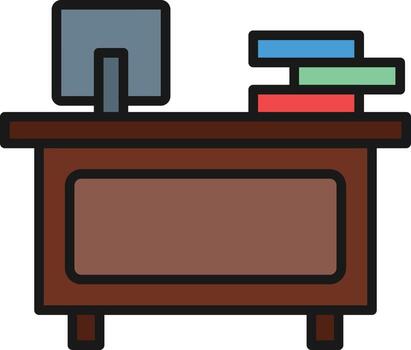 Office Desk Line Filled vector
