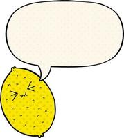 cartoon bitter lemon and speech bubble in comic book style vector