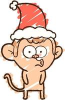 Festive Monkey Chalk Drawing vector