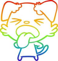 rainbow gradient line drawing cartoon disgusted dog vector