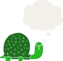 cute cartoon turtle and thought bubble in retro style vector