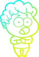 cold gradient line drawing cartoon shocked man vector