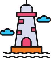 Lighthouse Line Filled vector