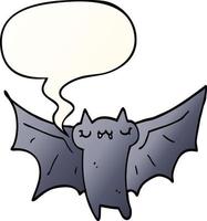 cute cartoon halloween bat and speech bubble in smooth gradient style vector