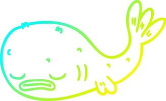 cold gradient line drawing cartoon fish vector