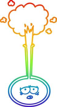 rainbow gradient line drawing cartoon tired science experiment vector