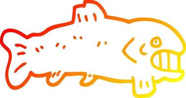 warm gradient line drawing cartoon large fish vector