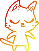 warm gradient line drawing calm cartoon cat vector