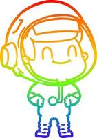 arco iris gradiente línea dibujo feliz dibujos animados astronauta hombre vector