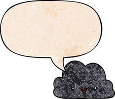 cute cartoon cloud and speech bubble in retro texture style vector