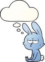 cute cartoon rabbit and thought bubble in smooth gradient style vector