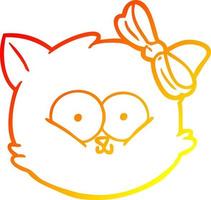 warm gradient line drawing cute cartoon kitten face vector