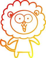 warm gradient line drawing happy cartoon lion vector