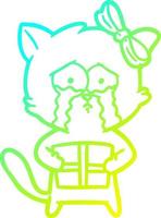 cold gradient line drawing cartoon cat vector