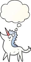 cartoon unicorn and thought bubble in smooth gradient style vector