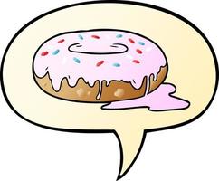 cartoon donut and speech bubble in smooth gradient style vector