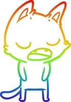 rainbow gradient line drawing talking cat cartoon vector