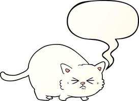 cartoon angry cat and speech bubble in smooth gradient style vector