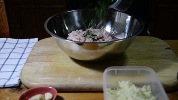 Chef is making Gyoza - favorite Asian recipe preparation concept video