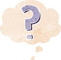 cartoon question mark and thought bubble in retro textured style vector