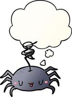 cartoon spider and thought bubble in smooth gradient style vector