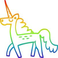 rainbow gradient line drawing cartoon magical unicorn vector