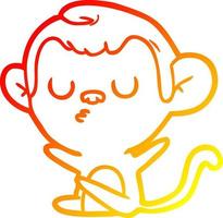 warm gradient line drawing cartoon monkey vector