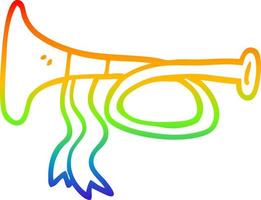 rainbow gradient line drawing cartoon metal trumpet vector