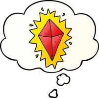 cartoon diamond and thought bubble in smooth gradient style vector